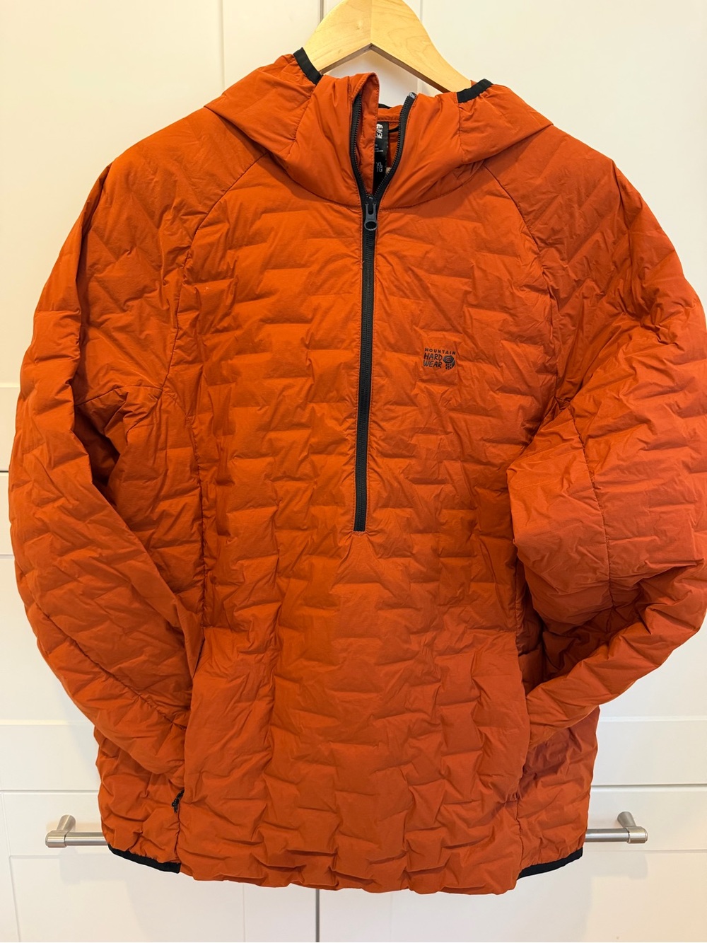 The Mountain Hardwear Men’s Orange Stechdown Hooded Pullover Jacket
